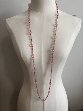 Delicate Pink Acrylic Beaded 44in Necklace